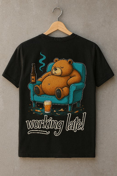 Working Late Bear T-Shirt – Funny Lazy Beer Lover Tee