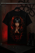 Itachi Uchiha Flame Aura Tee – Anime Streetwear Edition