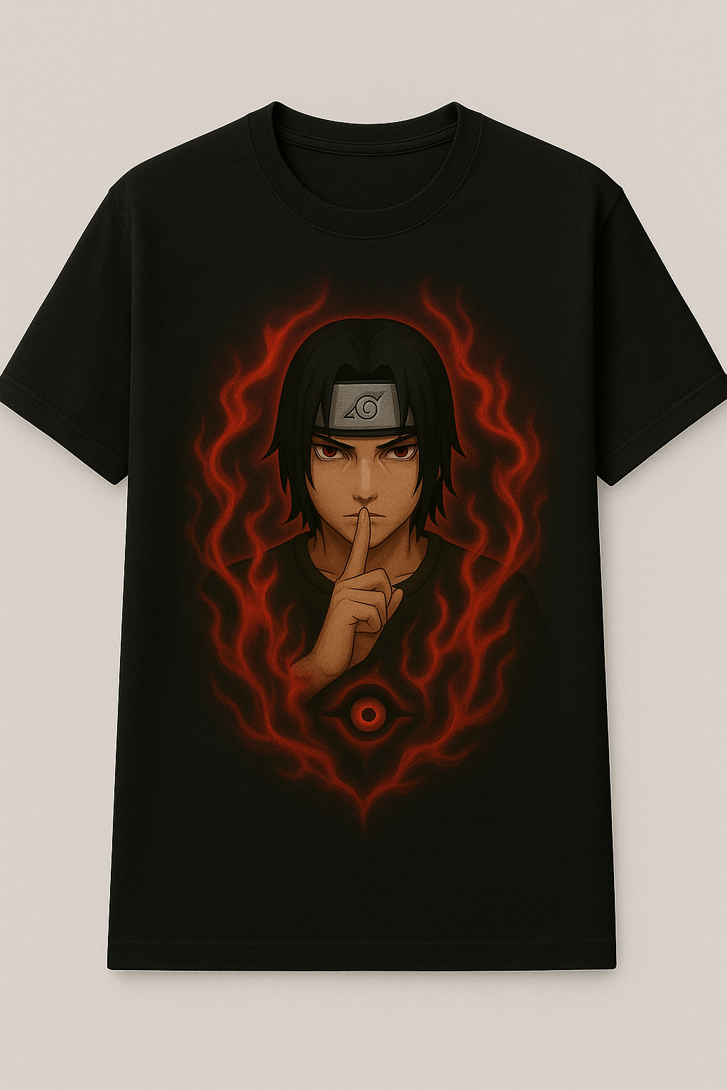 Itachi Uchiha Flame Aura Tee – Anime Streetwear Edition