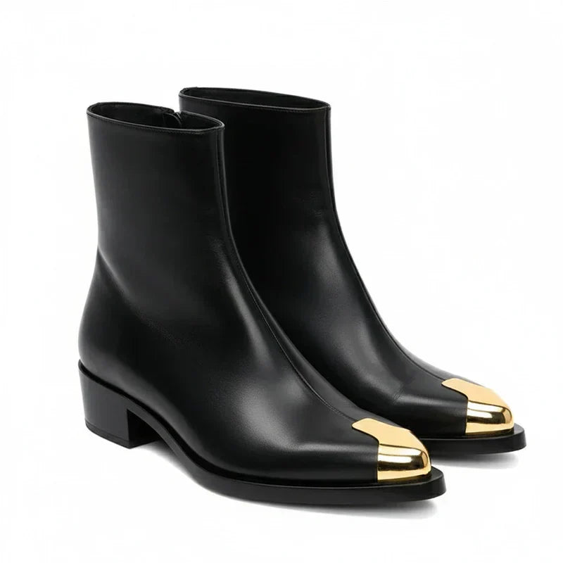 Punk Leather Boots en Toe With Single Buckle