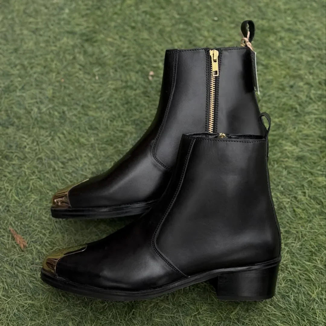 Punk Leather Boots en Toe With Single Buckle