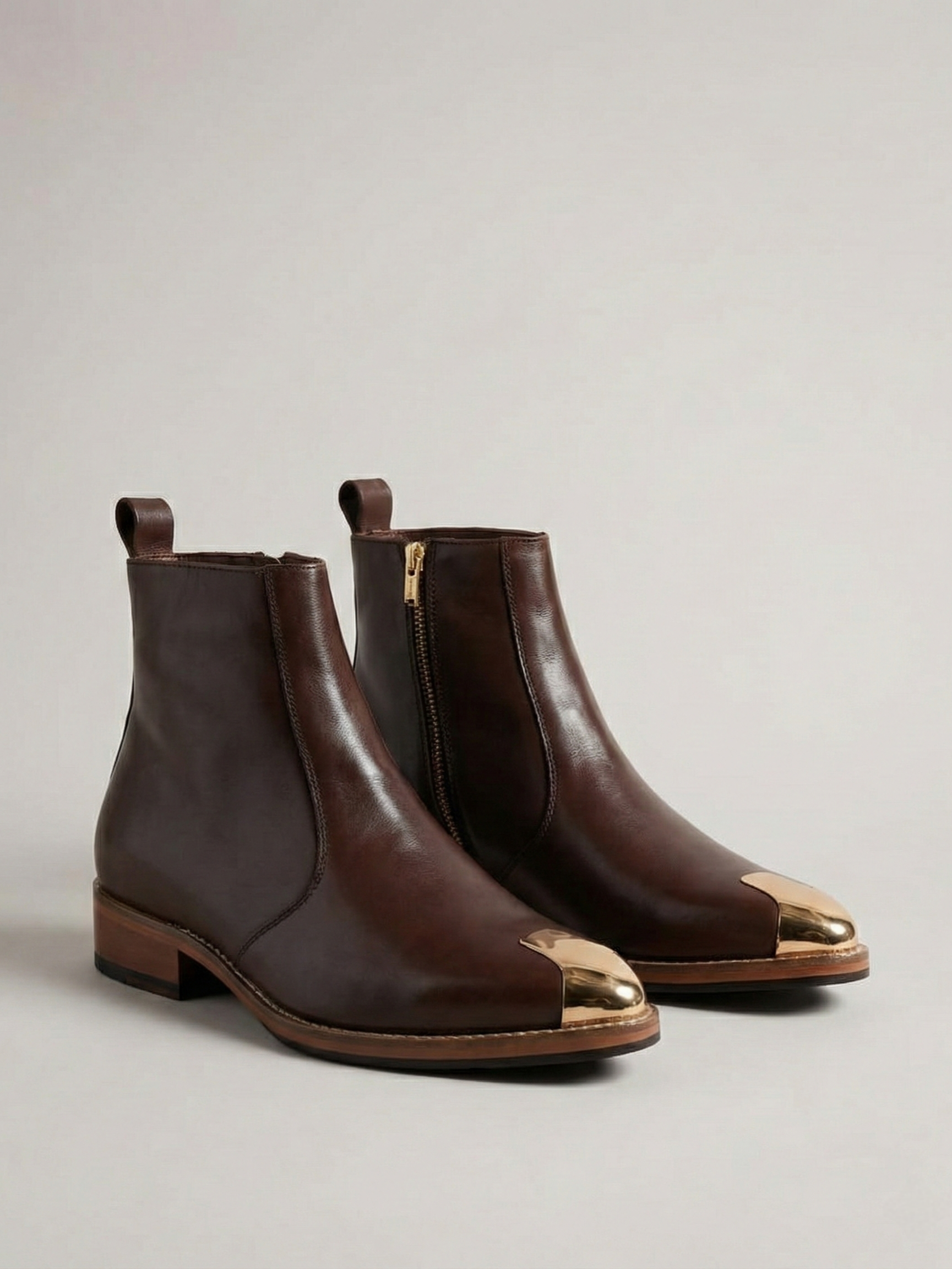 Brown Chelsea Boots with Gold Toe