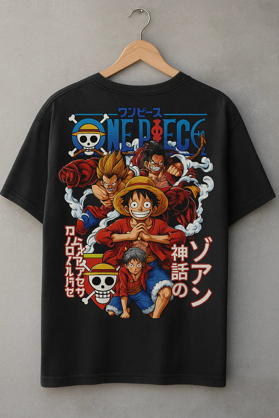 One Piece Legends Oversized Drop-Shoulder Tee – Black ⚔️